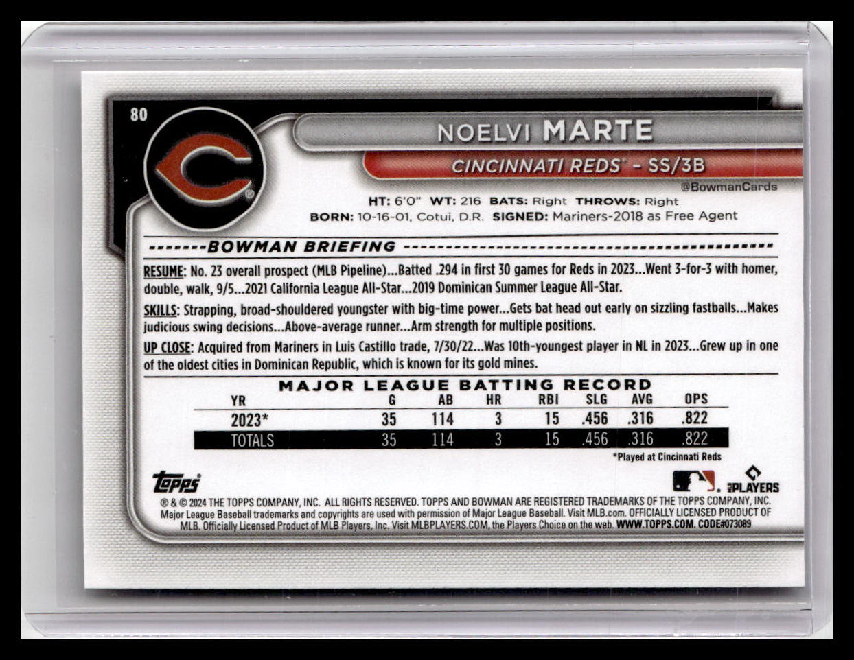 2024 Bowman #80 Noelvi Marte