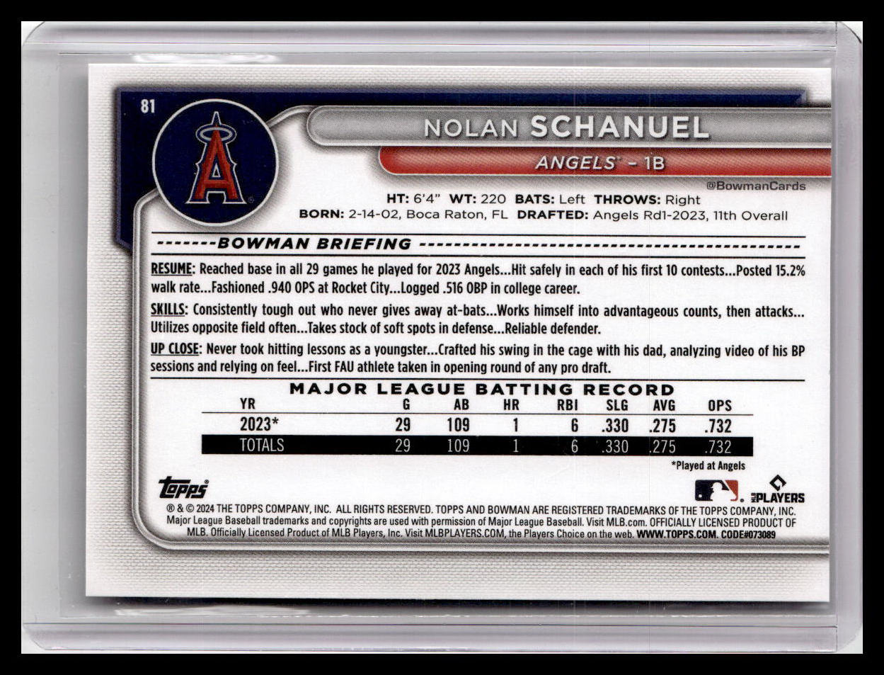 2024 Bowman #81 Nolan Schanuel