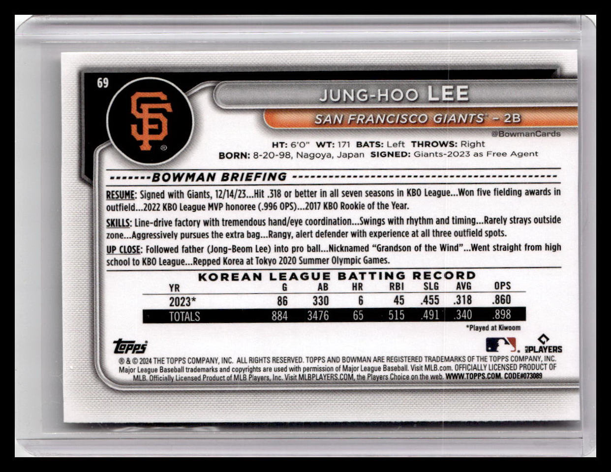2024 Bowman #69 Jung-Hoo Lee