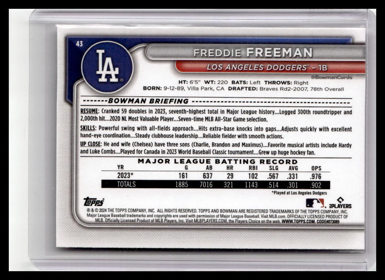 2024 Bowman #43 Freddie Freeman