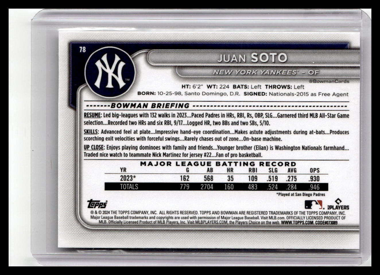 2024 Bowman #78 Juan Soto