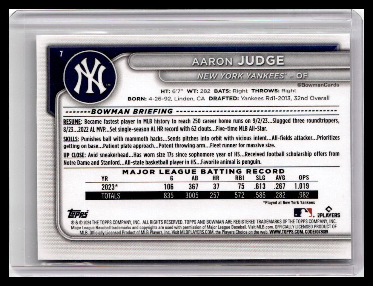 2024 Bowman #7 Aaron Judge