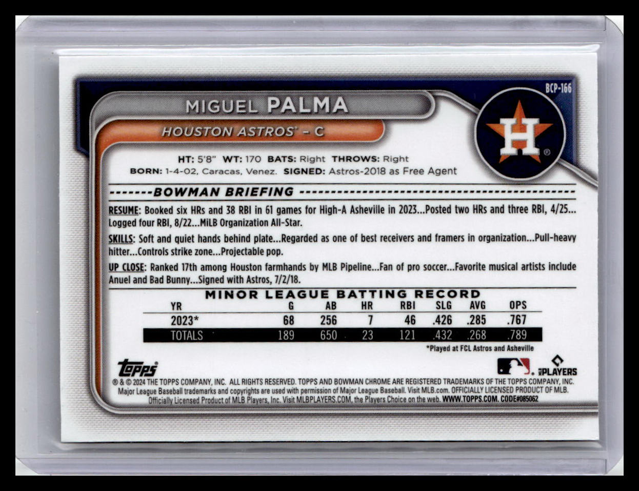 2024 Bowman Chrome #BCP-166 Miguel Palma Prospects 1st Bowman