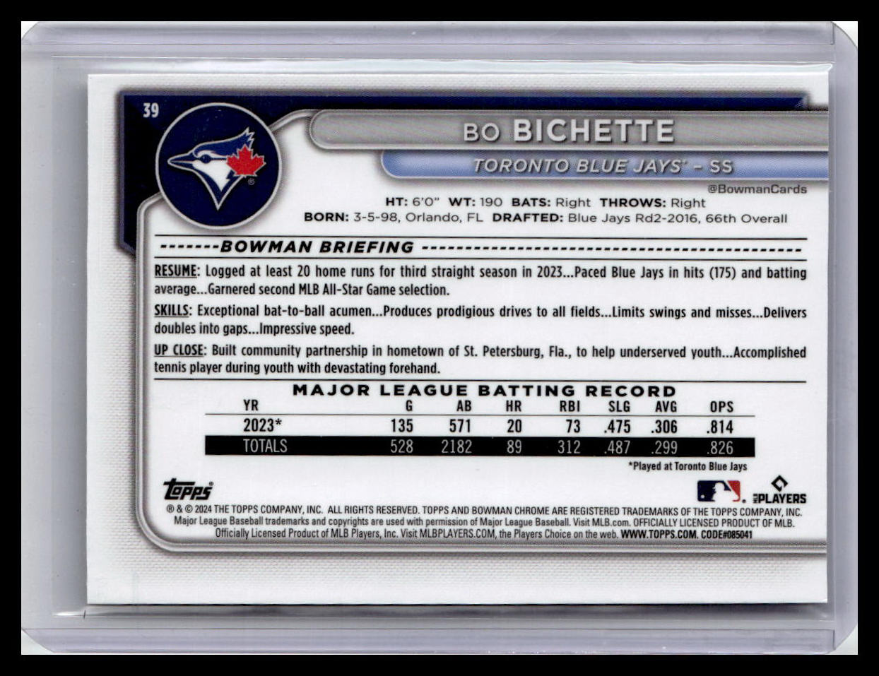 2024 Bowman Chrome #39 Bo Bichette