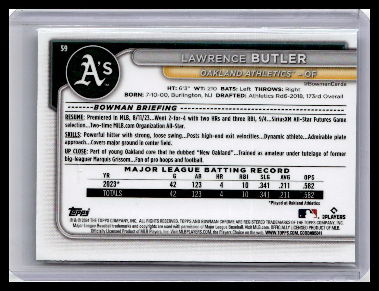 2024 Bowman Chrome #59 Lawrence Butler