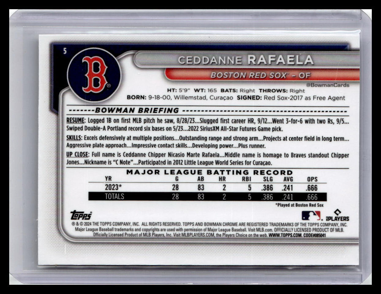 2024 Bowman Chrome #5 Ceddanne Rafaela