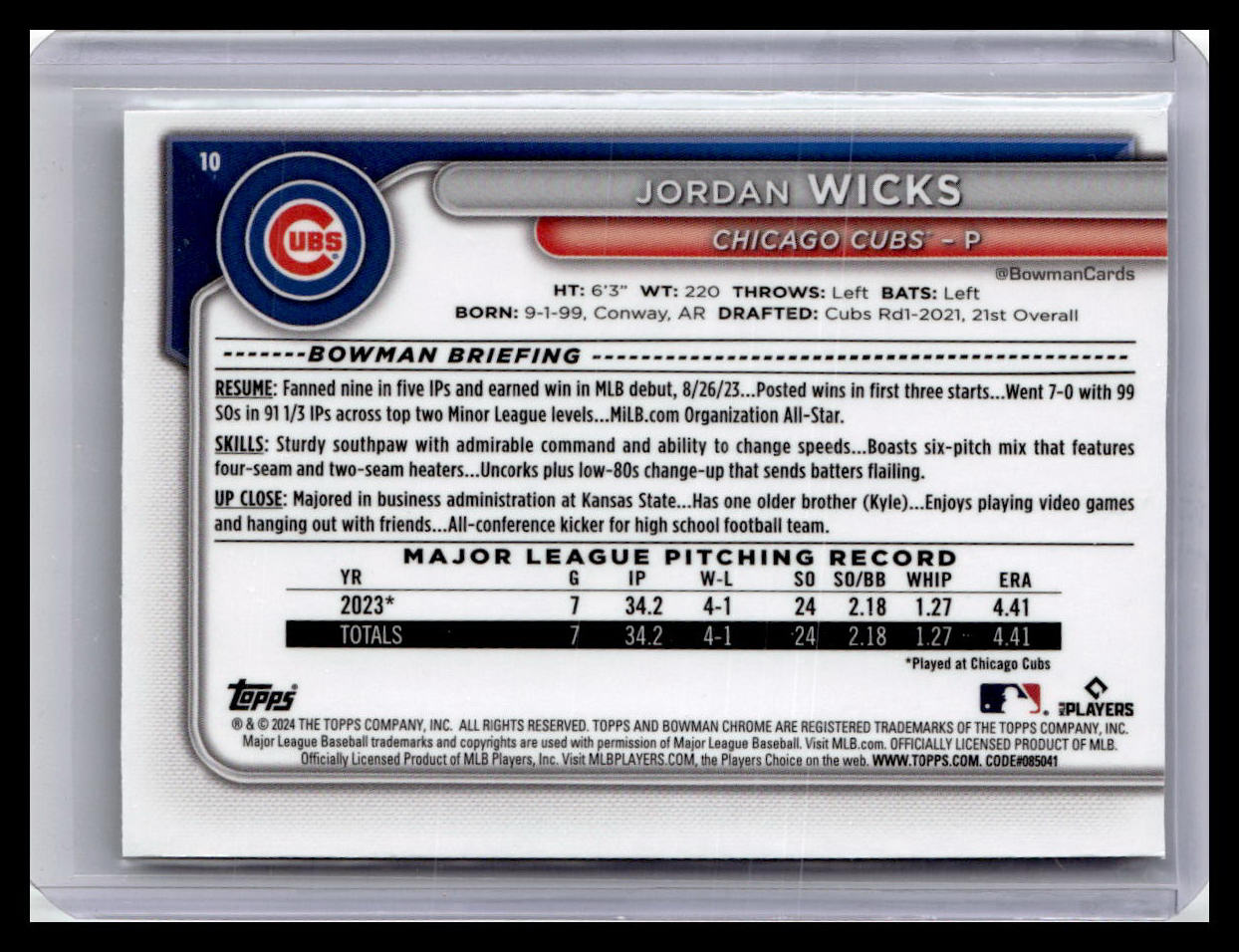 2024 Bowman Chrome #10 Jordan Wicks