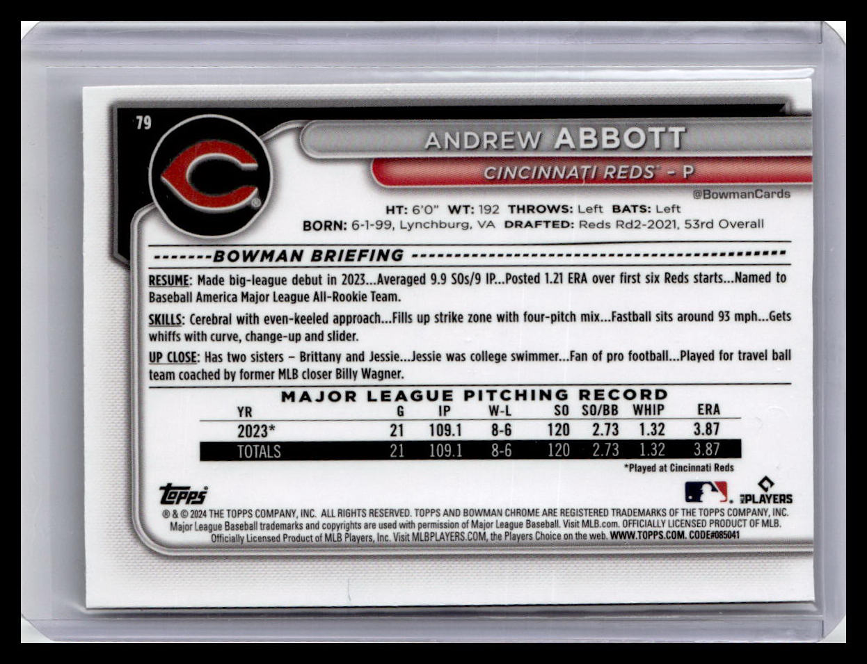 2024 Bowman Chrome #79 Andrew Abbott