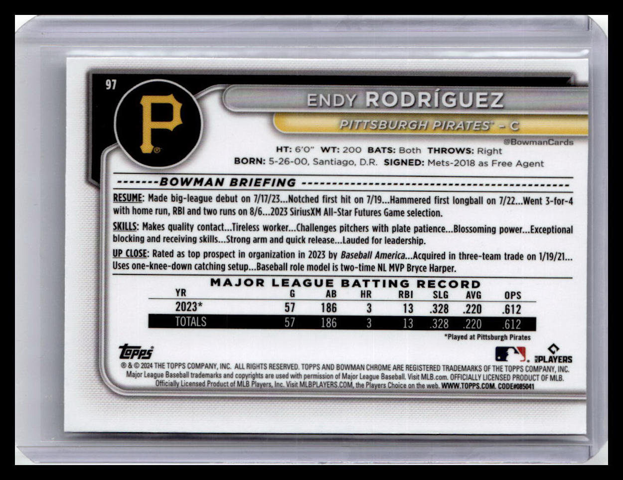 2024 Bowman Chrome #97 Endy Rodríguez