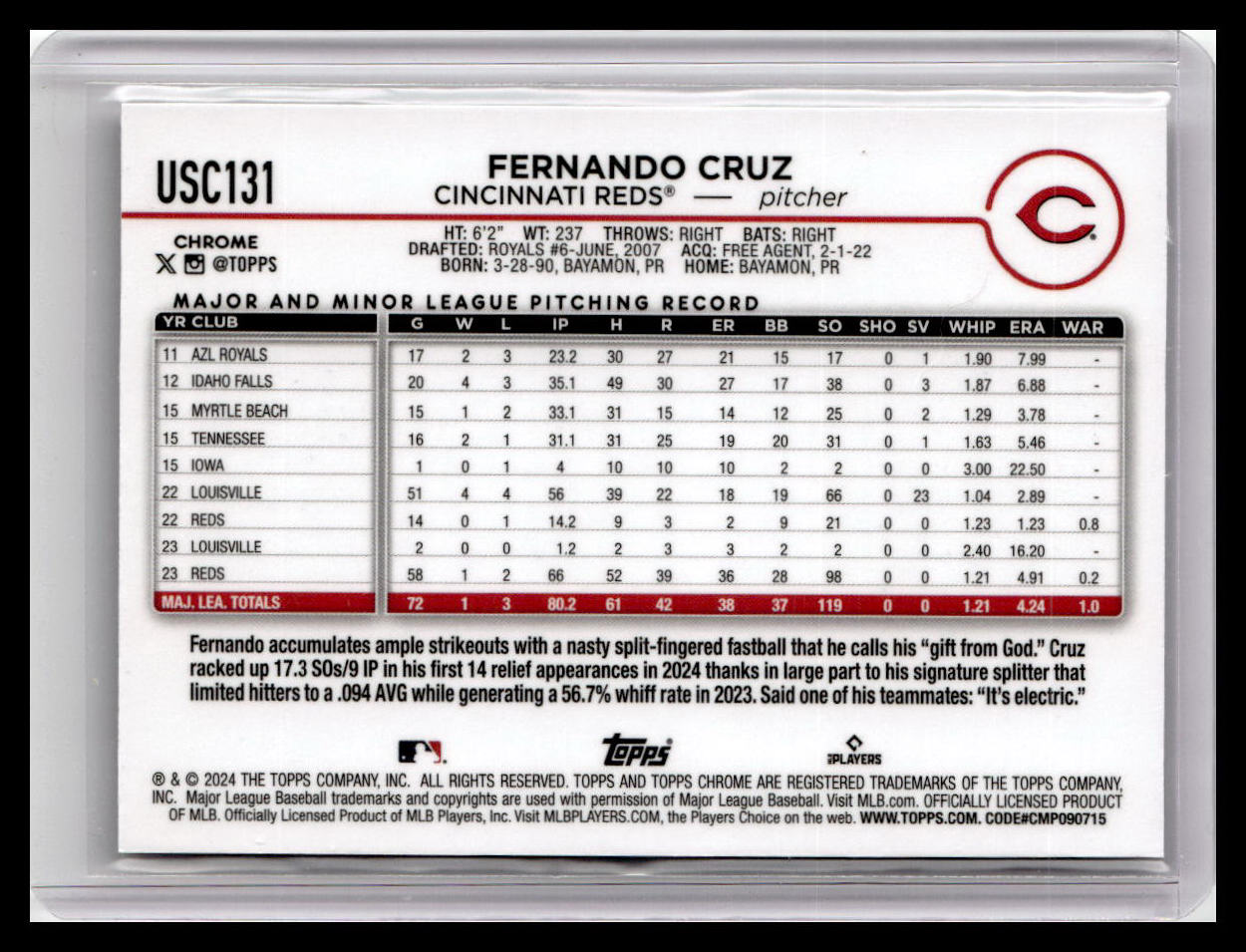 2024 Topps Chrome Update #USC131 Fernando Cruz