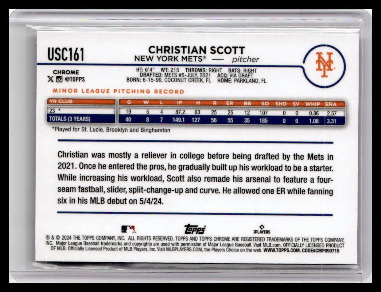 2024 Topps Chrome Update #USC161 Christian Scott