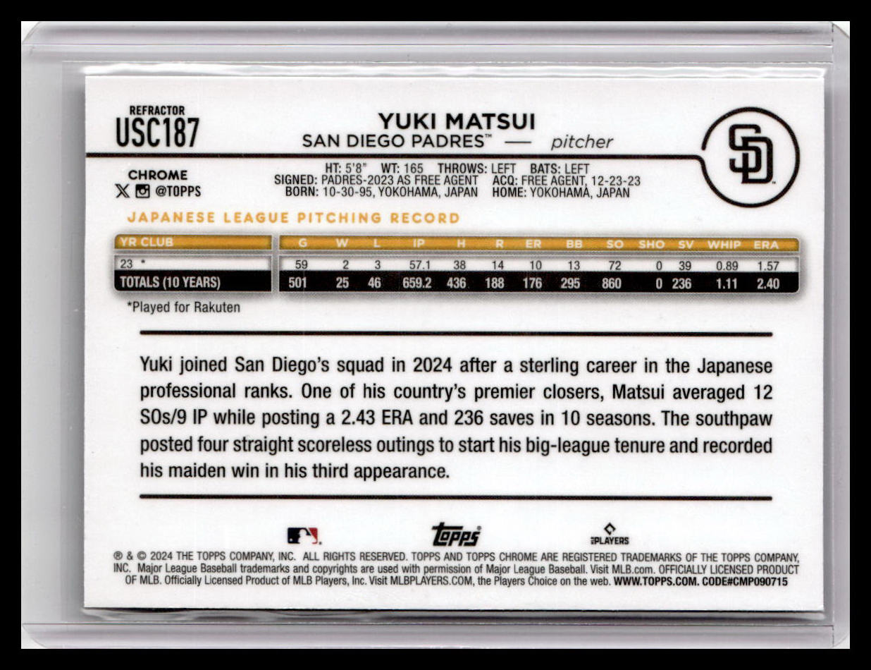 2024 Topps Chrome Update #USC187 Yuki Matsui