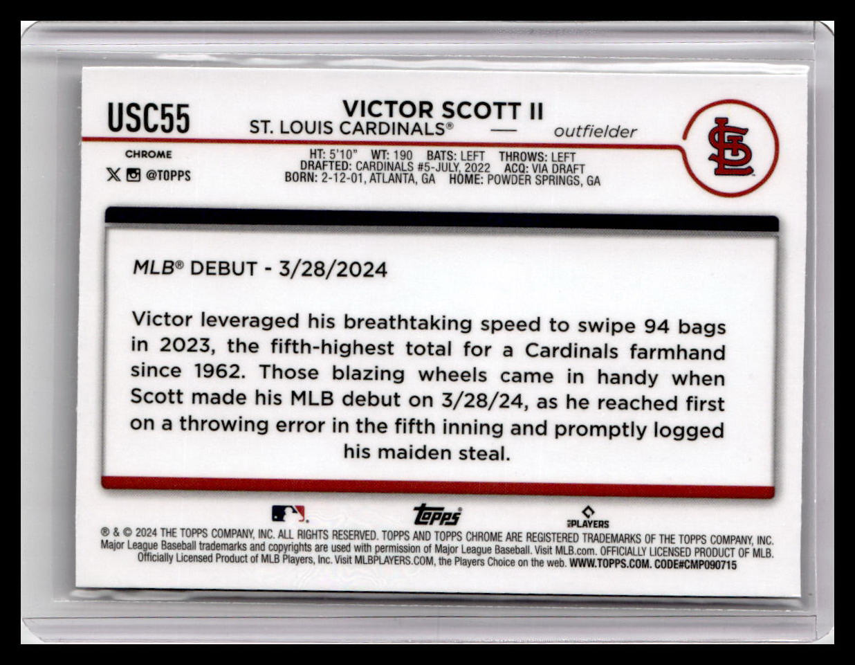 2024 Topps Chrome Update #USC55 Victor Scott II