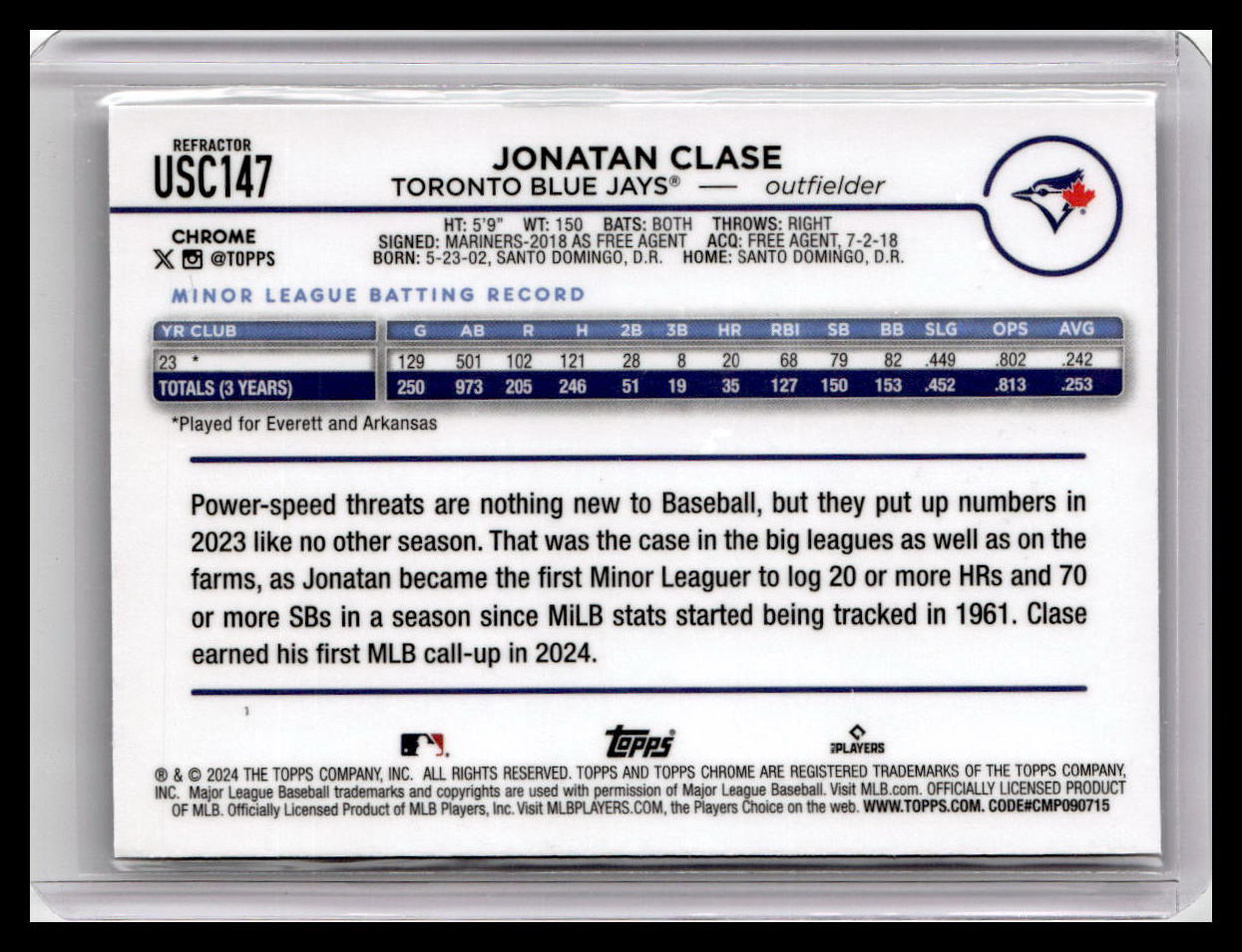 2024 Topps Chrome Update #USC147 Jonatan Clase
