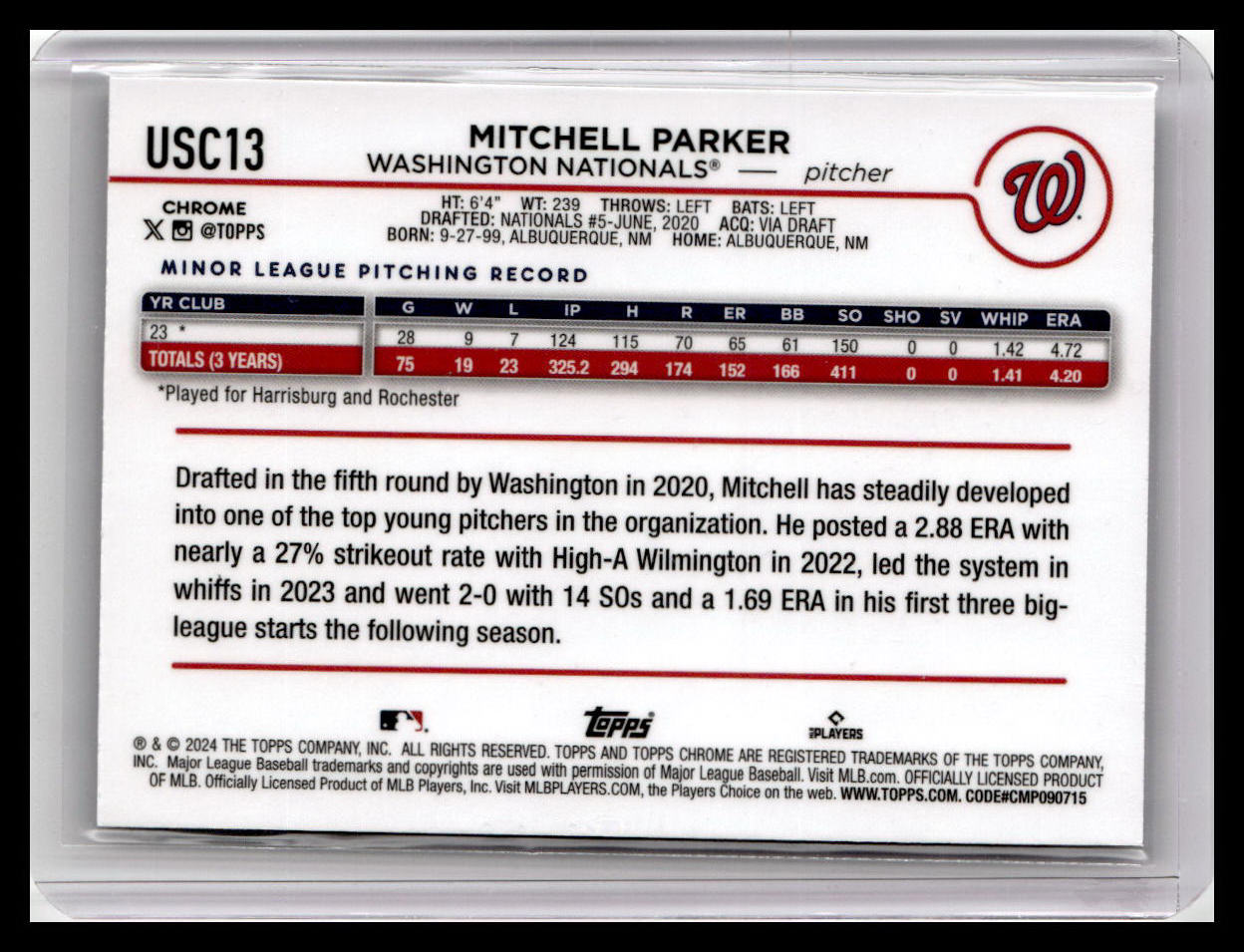 2024 Topps Chrome Update #USC13 Mitchell Parker