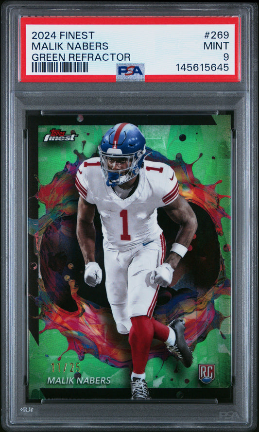 2024 Topps Finest #269 Malik Nabers (RC) Green Refractor 11/25 PSA 9