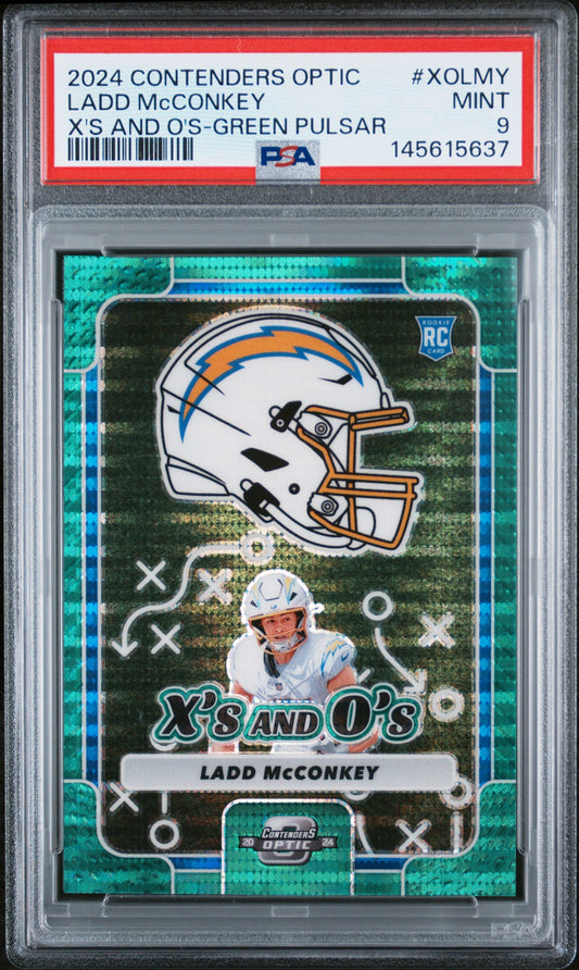 2024 Contenders Optic #XO-LMY Ladd Mcconkey RC X'S & O'S-Green Pulsar 9/30 PSA 9