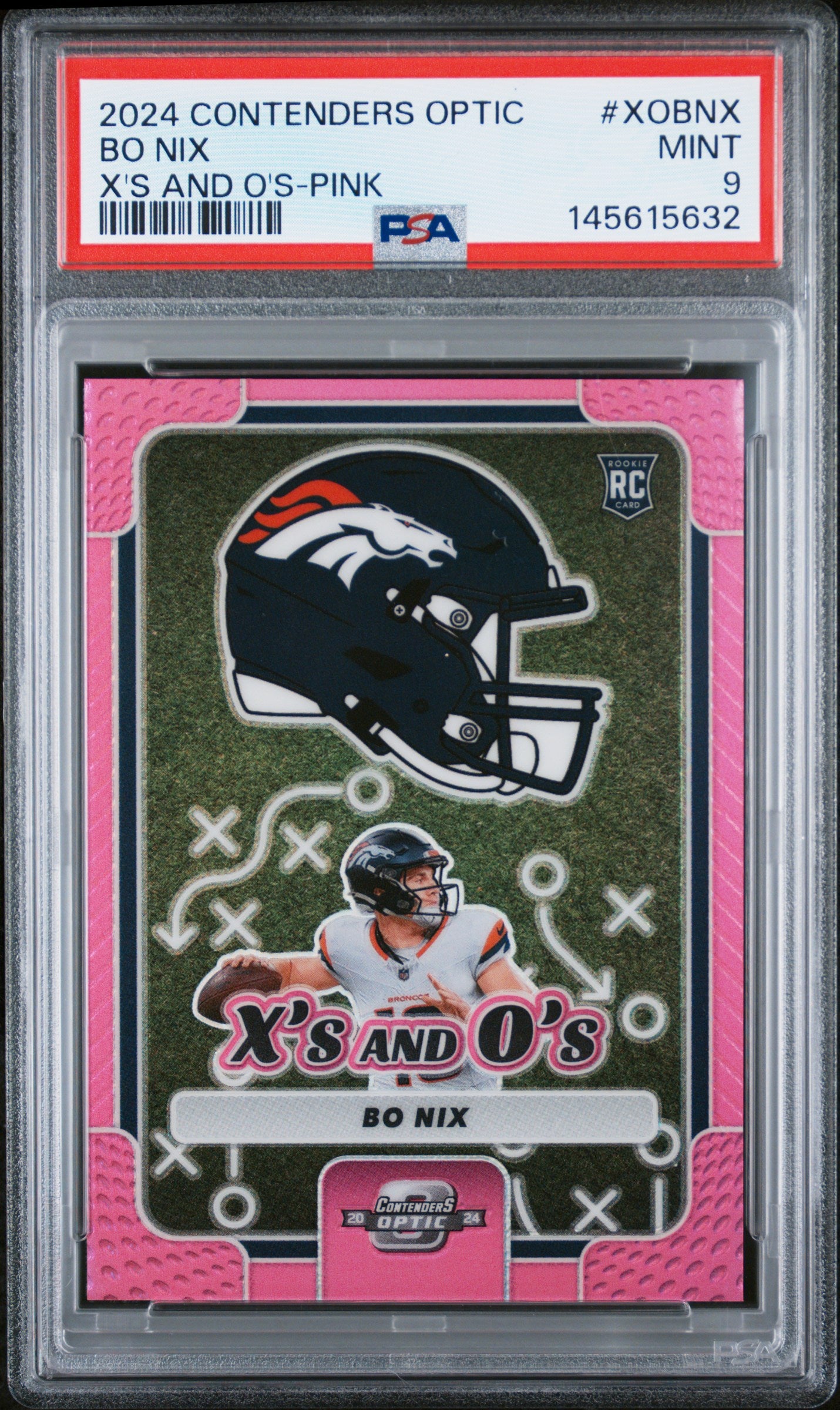 2024 Panini Contenders Optic #XOBNX Bo Nix (RC) X'S And O'S-Pink 5/75 PSA 9