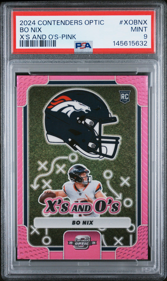 2024 Panini Contenders Optic #XOBNX Bo Nix (RC) X'S And O'S-Pink 5/75 PSA 9