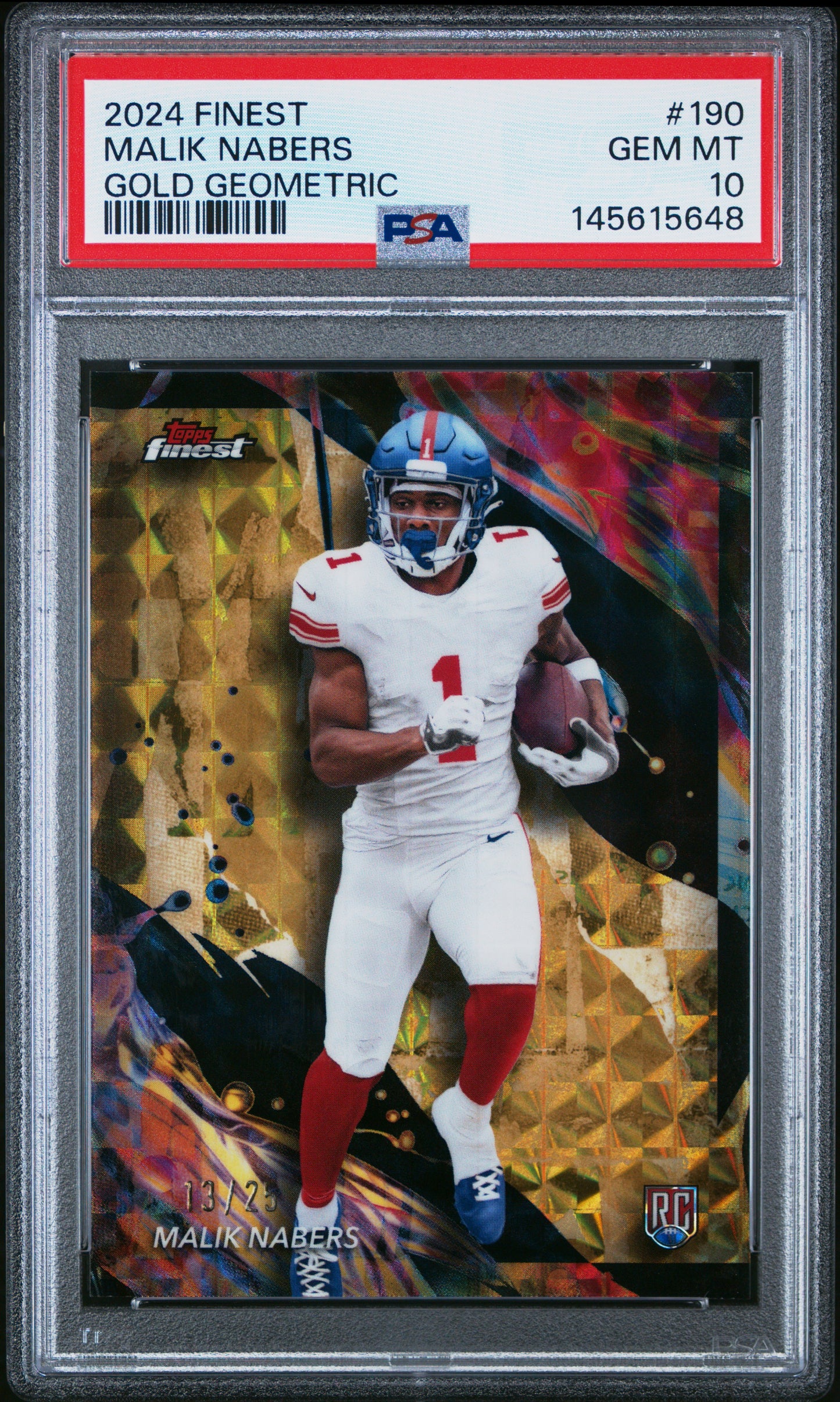 2024 Topps Finest #190 Malik Nabers Gold Geometric 13/25 PSA 10