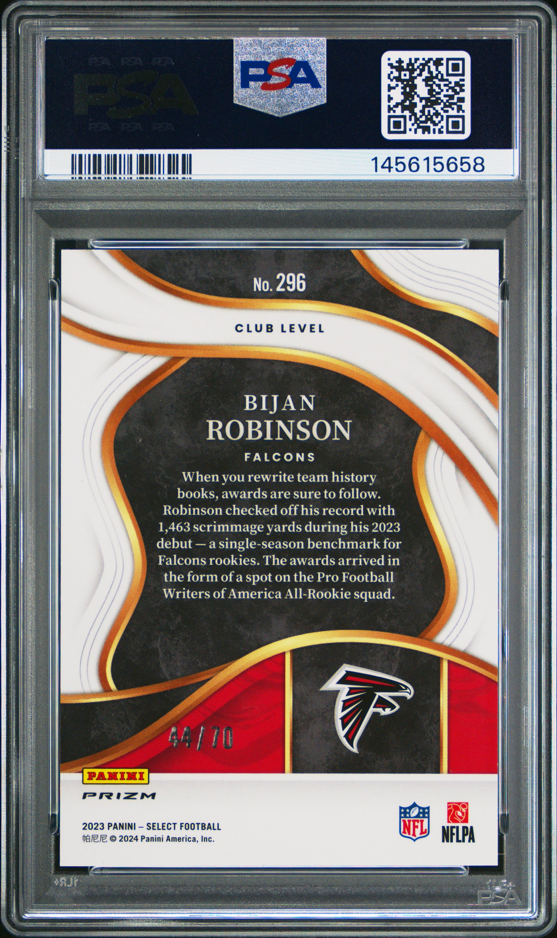 2023 Panini Select #296 Bijan Robinson Dragon Scale Prizm 44/70 PSA 9
