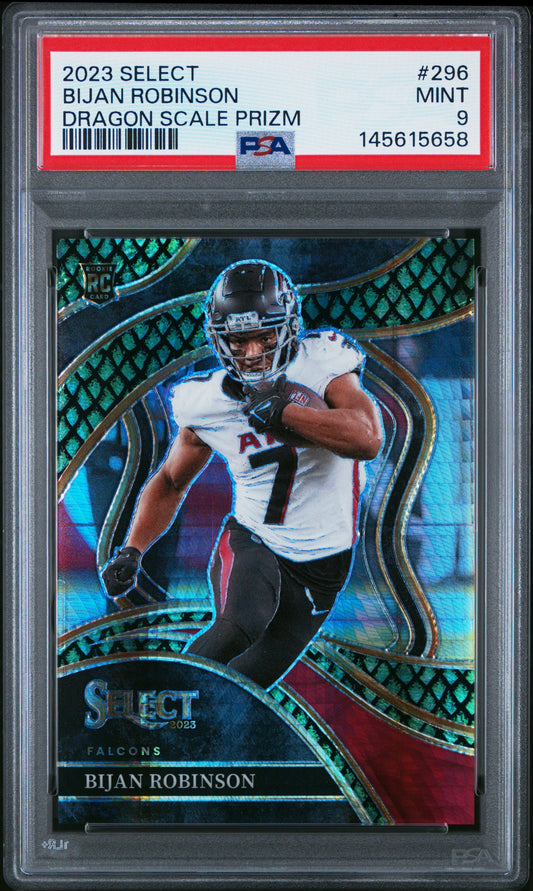 2023 Panini Select #296 Bijan Robinson Dragon Scale Prizm 44/70 PSA 9