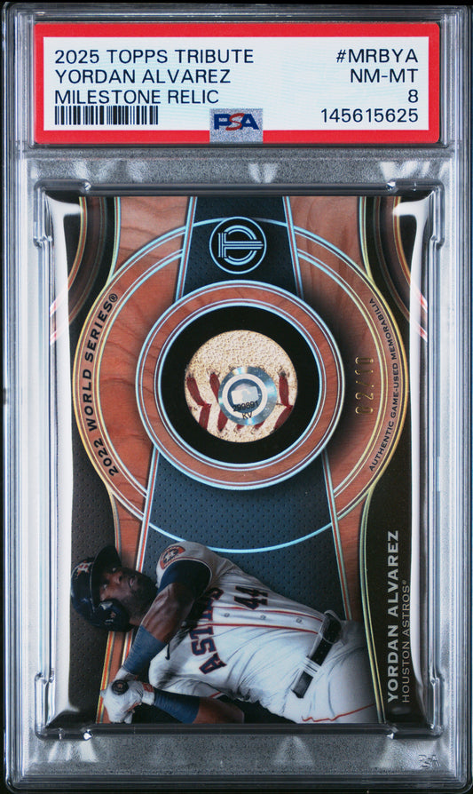 2025 Topps Tribute #MRB-YA Yordan Alvarez Milestone Relics 2/10 PSA 8