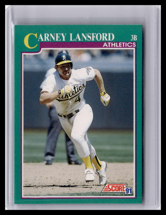 1991 Score Carney Lansford Teal Border #630