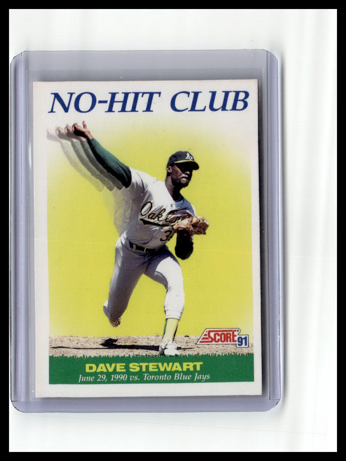 Baseball trading card featuring a player in a pitching pose with 'No-Hit Club' text.