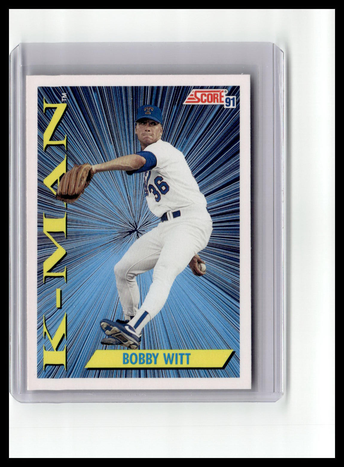 Baseball trading card of Bobby Witt with a blue and yellow design
