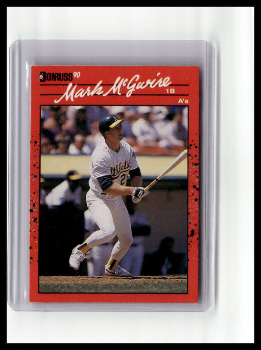 Baseball trading card of Mark McGuire in a red border with 'Donruss' branding.