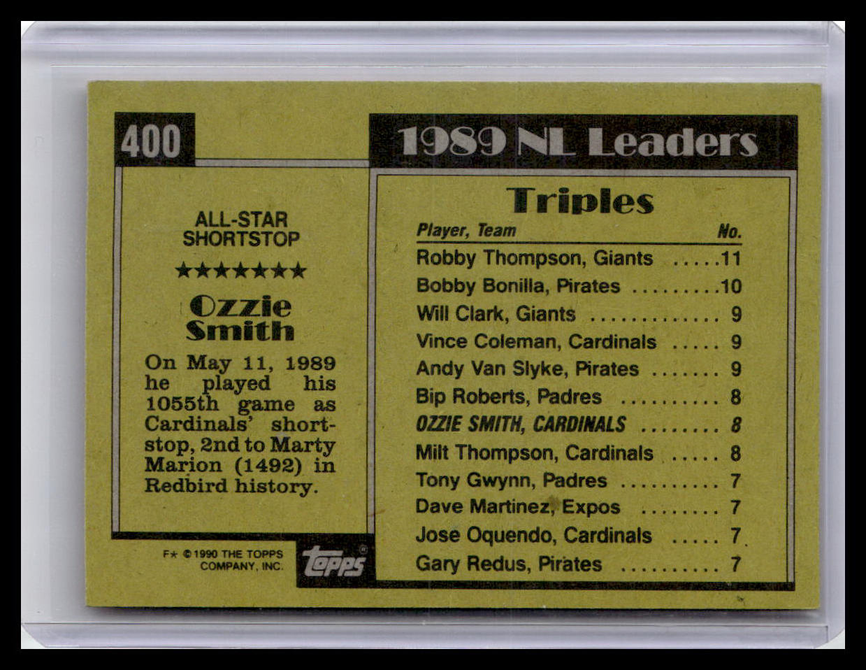1990 Topps Ozzy Smith N.L. All-Star #400