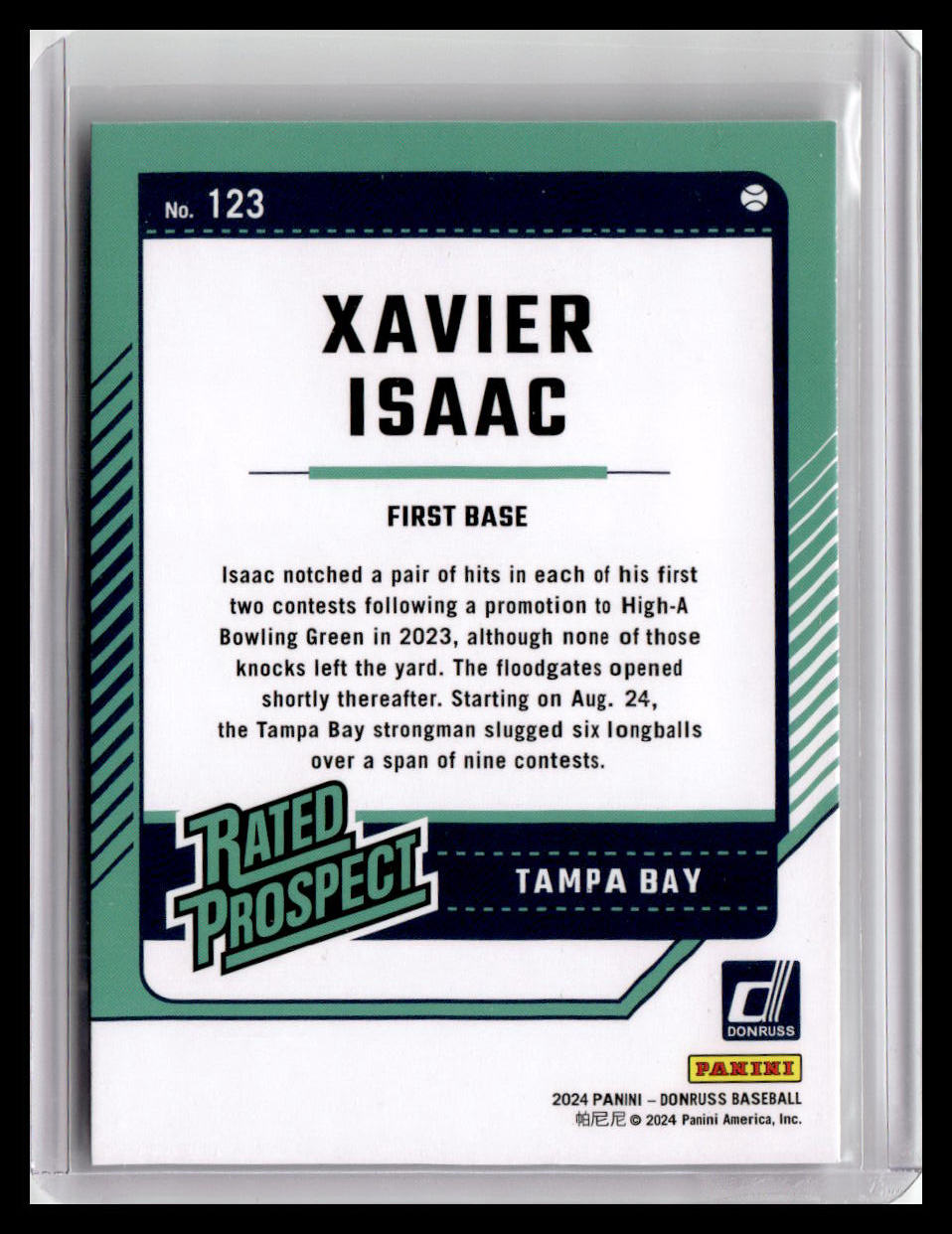 2024 Donruss Xavier Isaac Rated Prospect #123