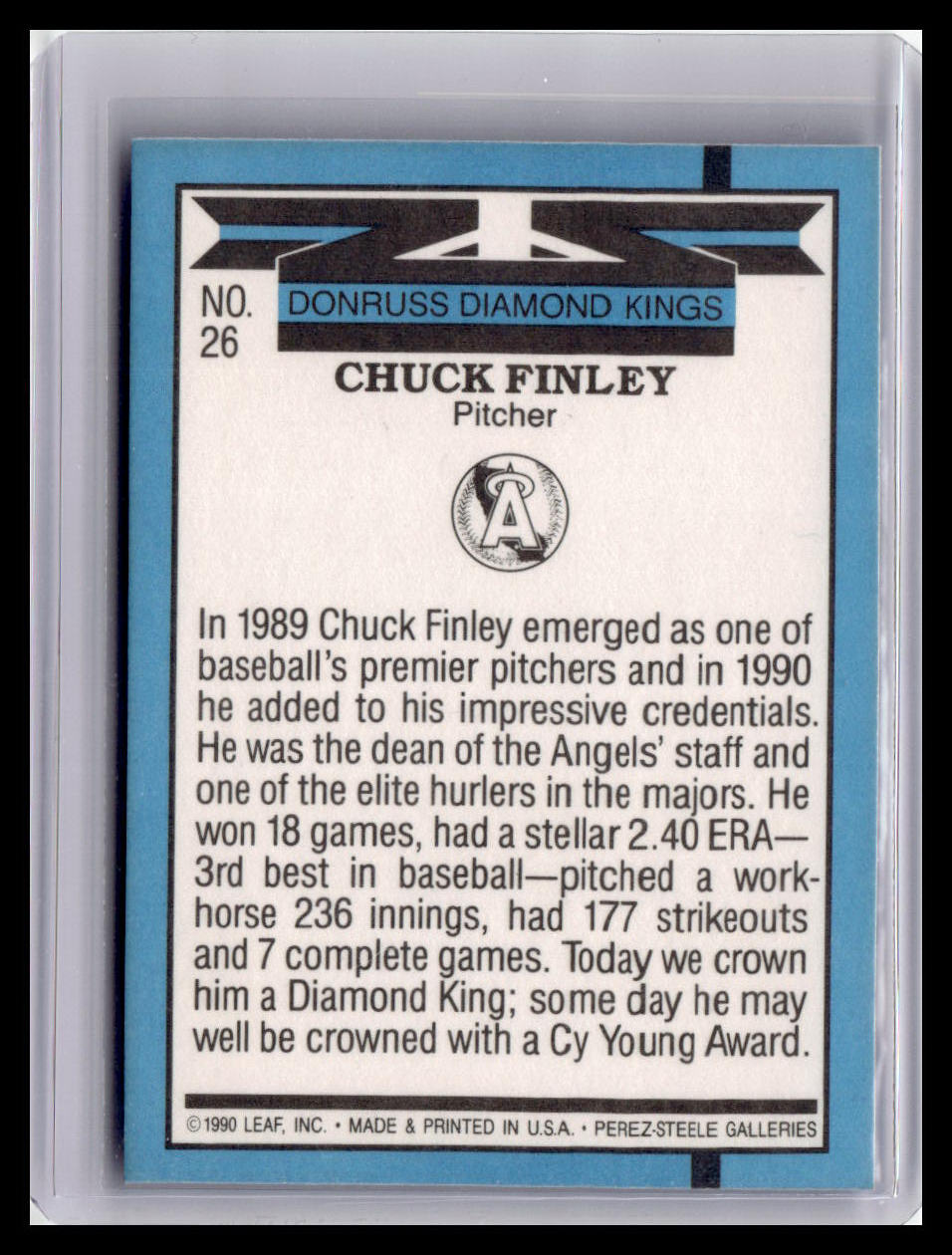 Baseball trading card featuring Chuck Finley with text and Donruss Diamond Kings branding.