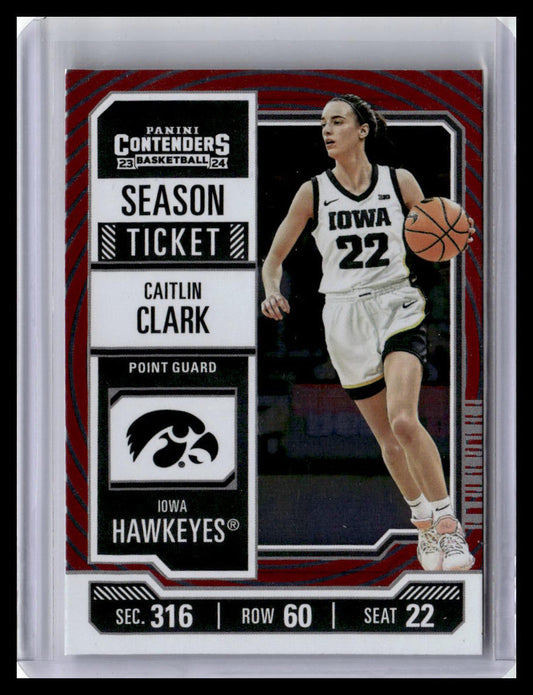 2024 Panini Contenders Caitlin Clark Collection - Caitlin Clark Season Ticket Target Red Foil #CC3