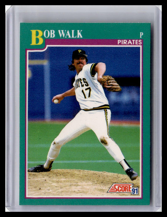 Baseball trading card of Bob Walk in a Pittsburgh Pirates uniform, framed.