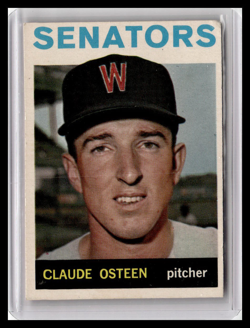 Baseball trading card of Claude Osteen, a pitcher for the Senators, with a vintage design.