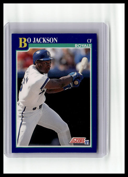 Baseball trading card of Bo Jackson with a blue border and 'Score' logo.