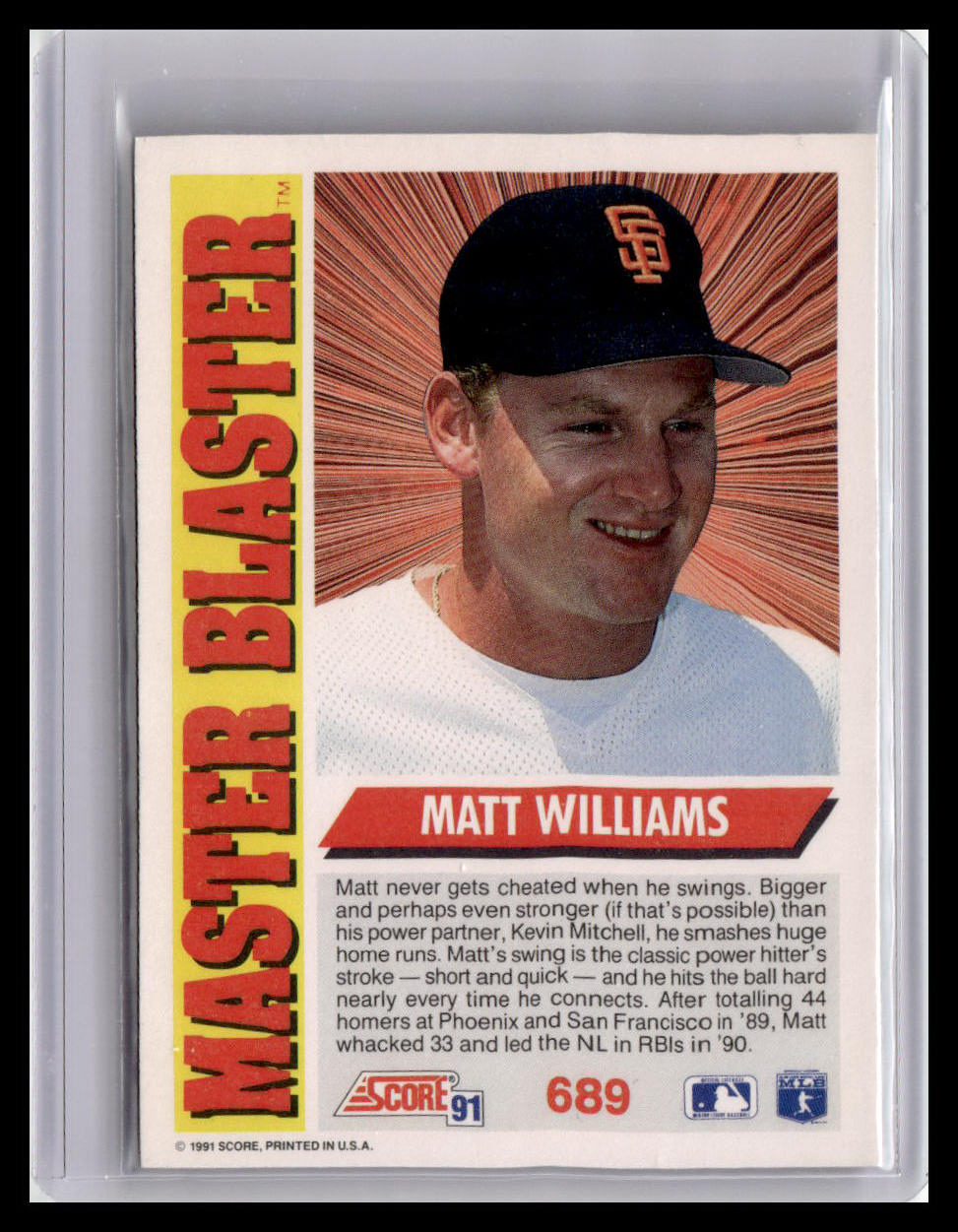 1991 Score Matt Williams Master Blaster #689