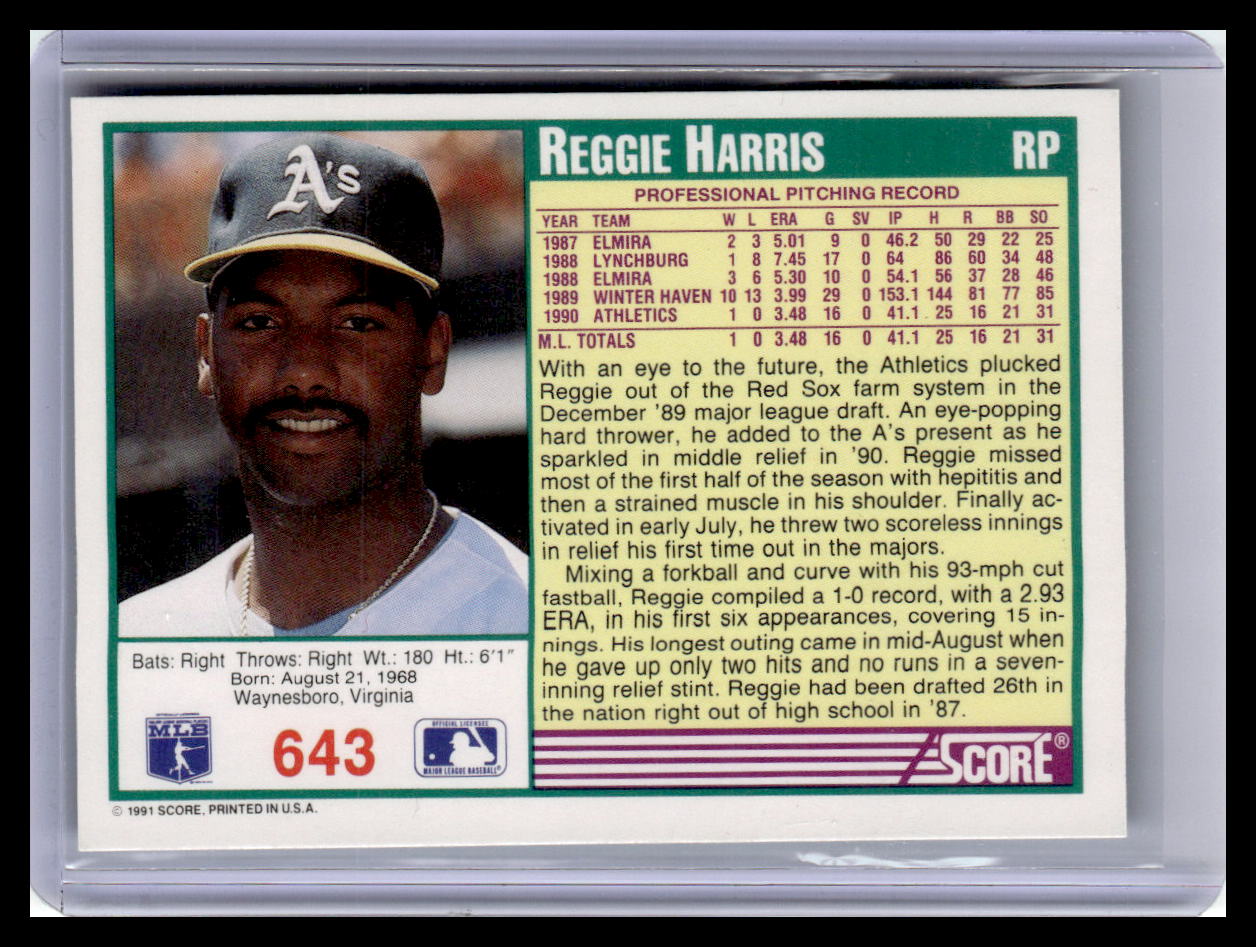 1991 Score Reggie Harris Teal Border #643