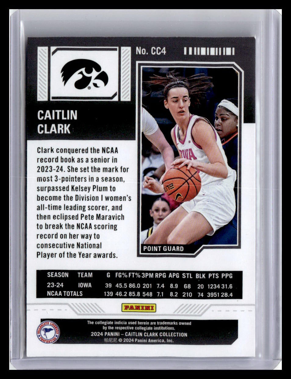 2024 Panini Contenders Caitlin Clark Season Ticket Black Foil  #CC4