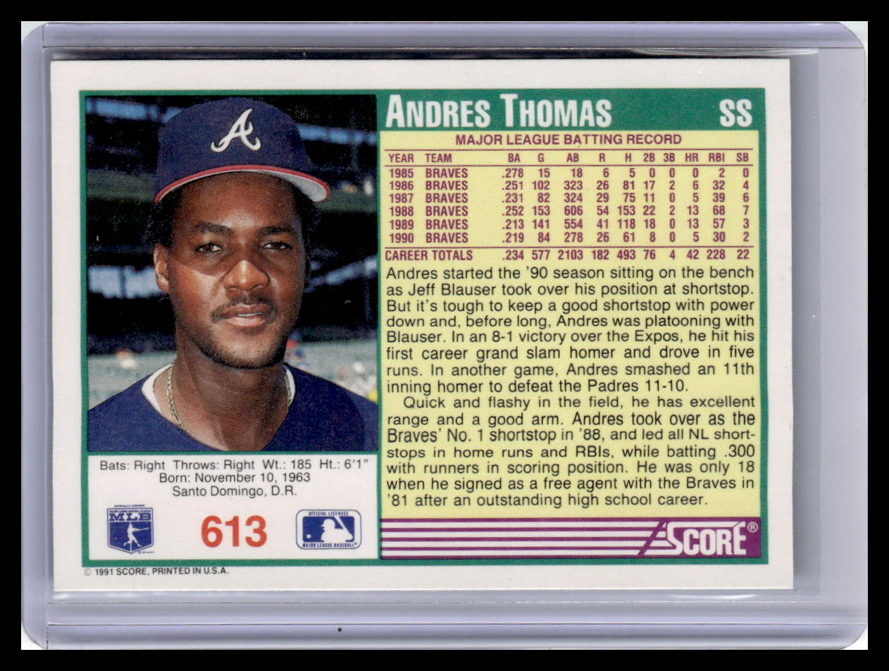 1991 Score Andres ThomasTeal Border #613