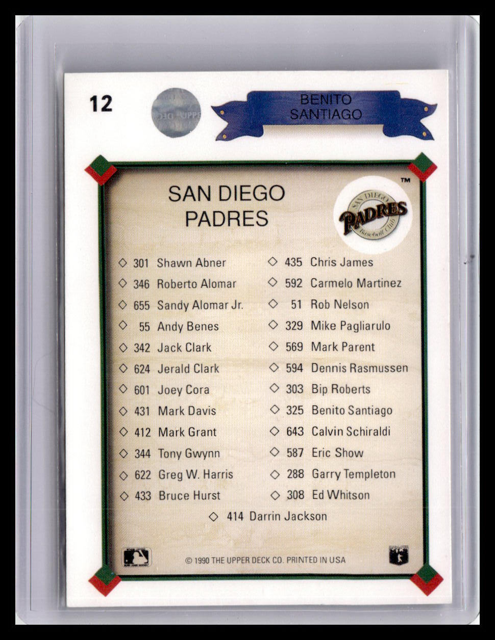 1990 Upper Deck Benito Santiago Collector's Club #12