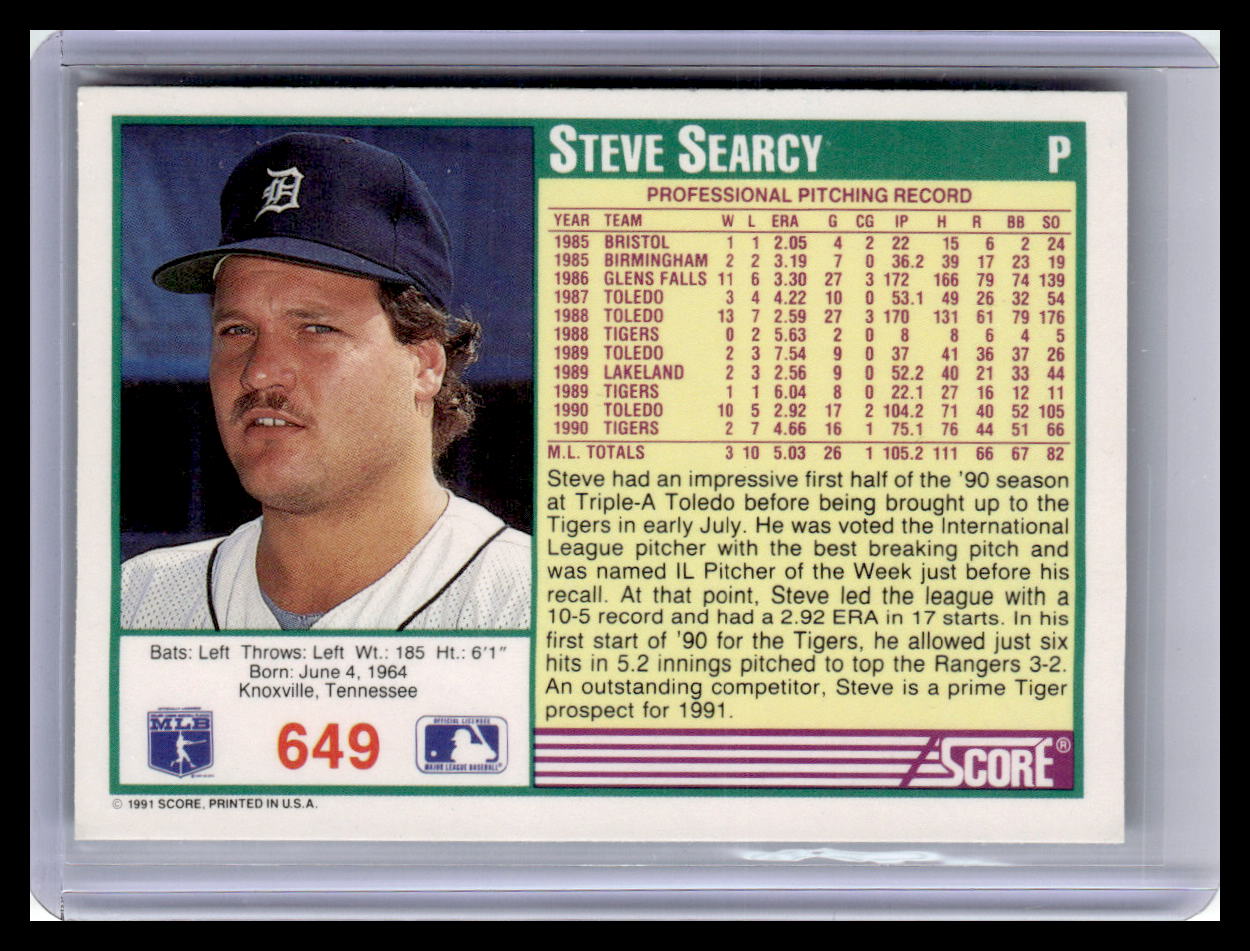 1991 Score Steve Searcy Teal Border #649