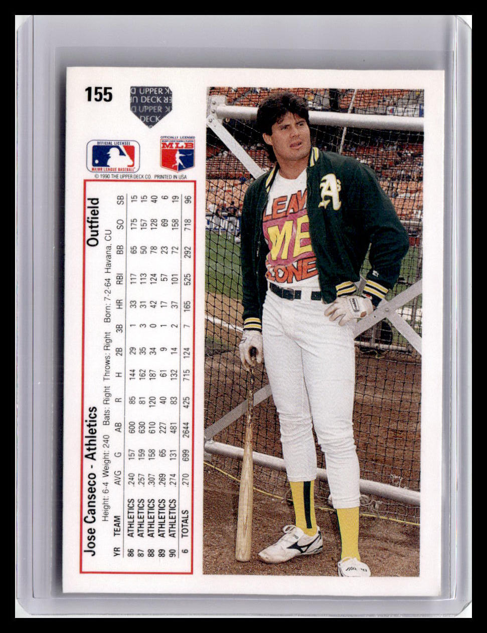 Baseball trading card of a player in a stadium setting