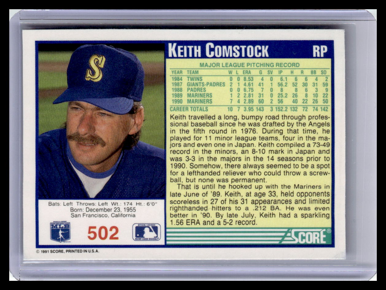 1991 Score Keith Comstock Blue Border #502
