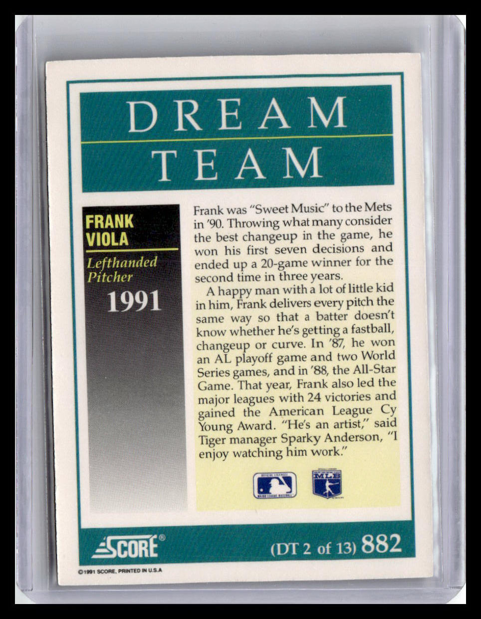 1991 Score Frank Viola Dream Team #882