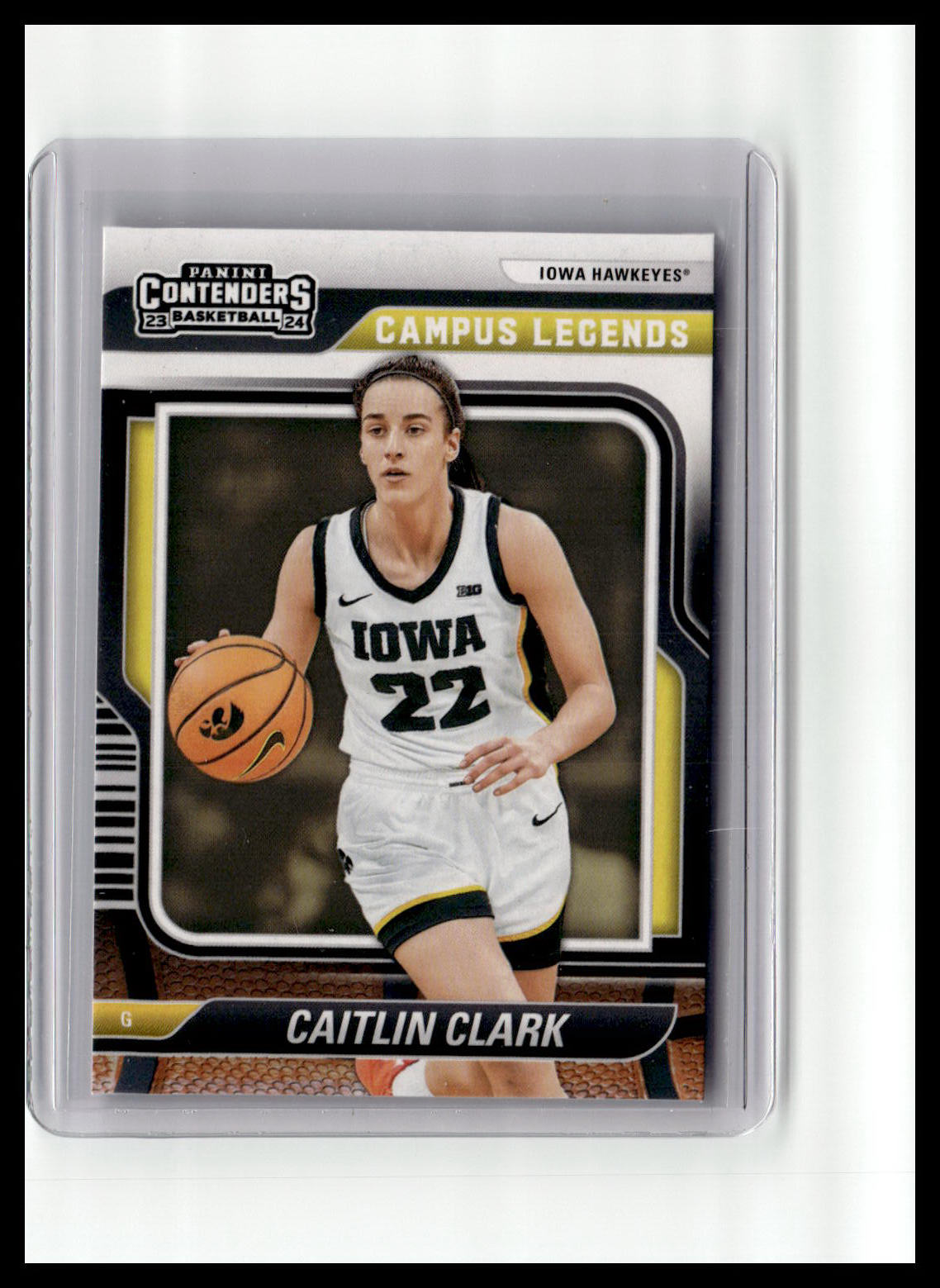 Basketball trading card of Caitlin Clark with Iowa Hawkeyes branding