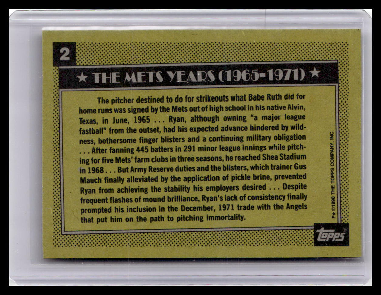 1990 Topps Nolan Ryan The Mets Years #2