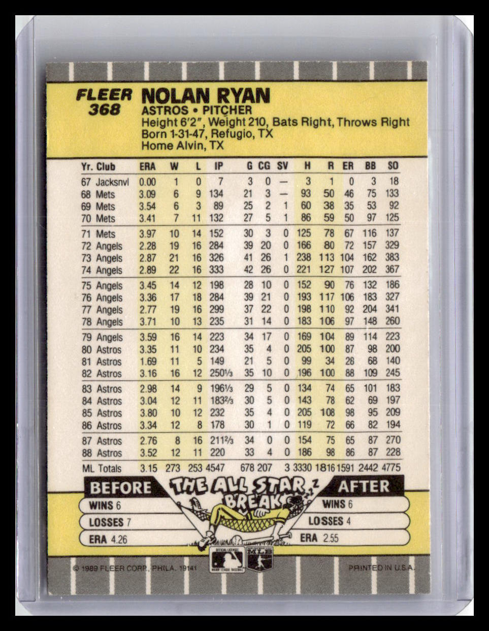 1989 Fleer Nolan Ryan #368